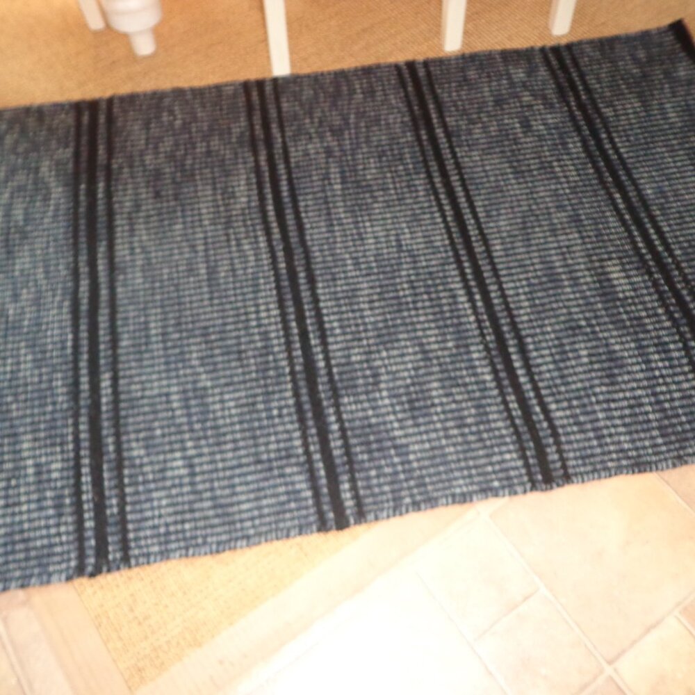 Dash & Albert Malta Navy Woven Rug Handmade 3'x5' Wool Stripes